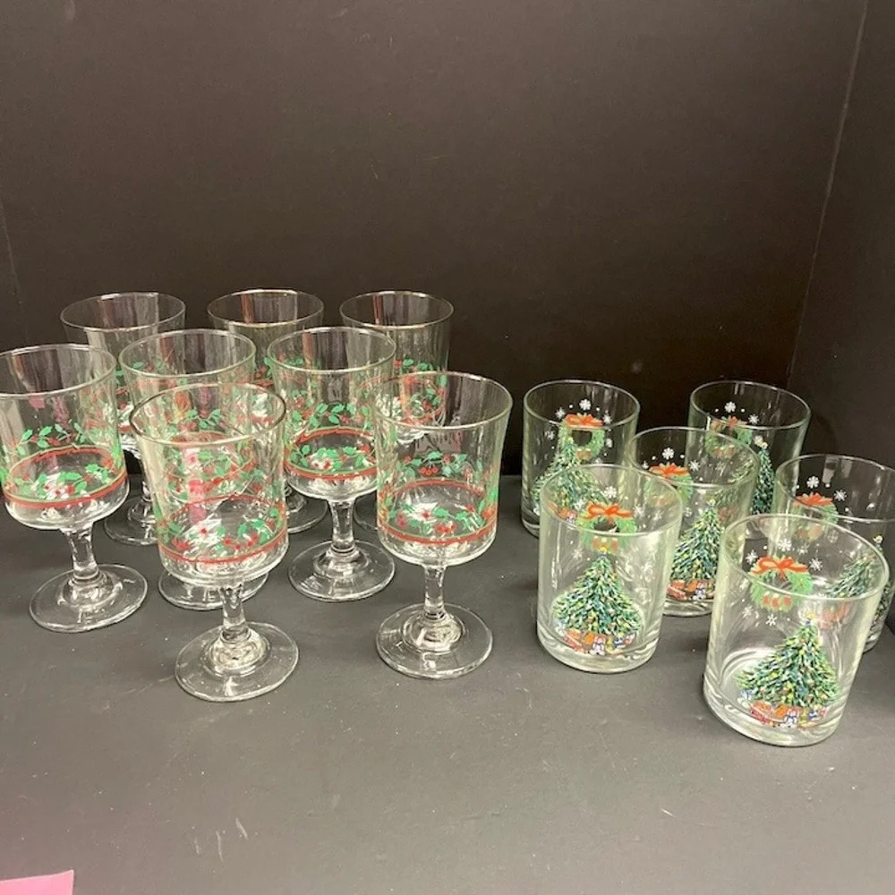 14 Cocktail Wine Goblet Glasses‎ Arby's Promotional & Noel by Salem Porcelle Vtg